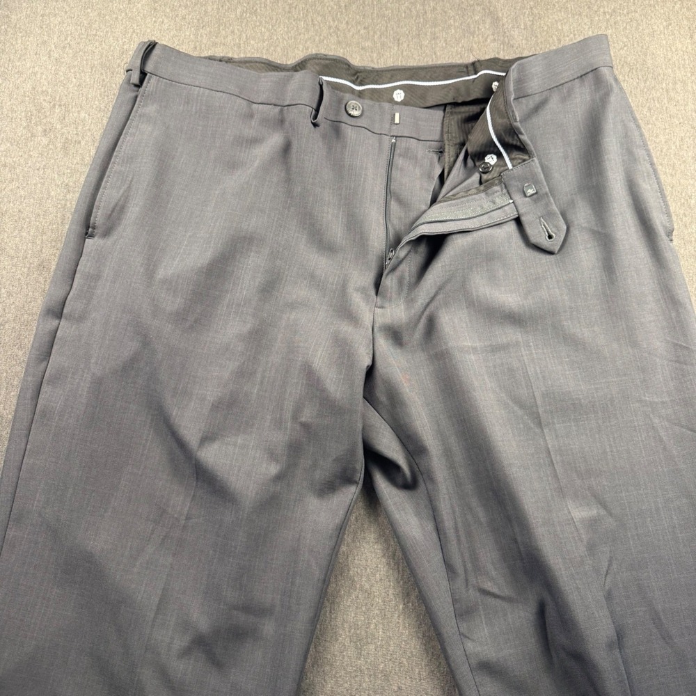 Haggar Classic Fit Mens Dress Pants Charcoal Gray 44x30 Polyester Blend Trousers